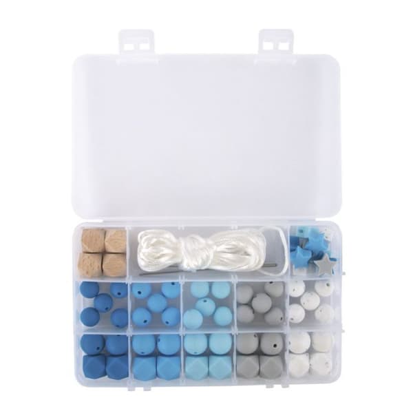 Set med silikonpärlor - Blå