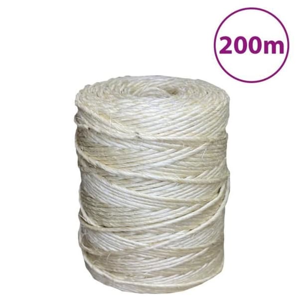 vidaXL 100% Sisal Rep 3 mm 200 m 155004