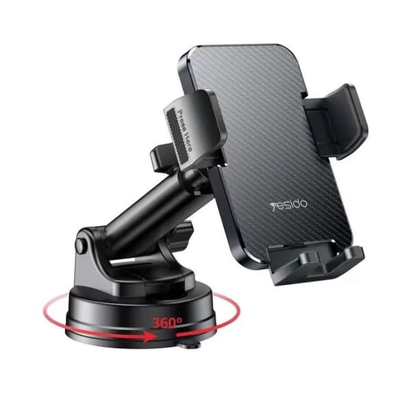 Bilstöd - YESIDO - C173 - Vindruteklämma - Dashboardmontering - Svart