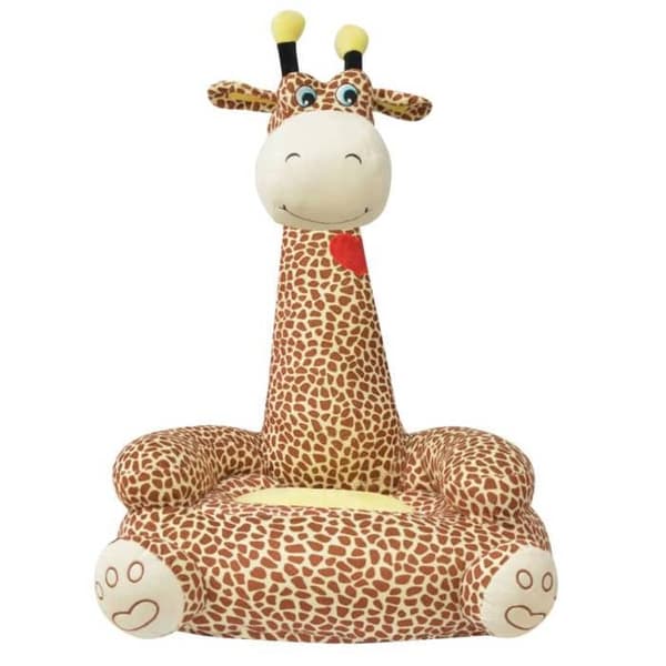 vidaXL Plysch Barnstol Giraffe Brun 80160