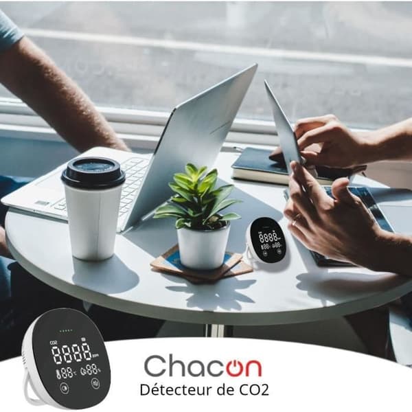 CO2-detektor - CHACON - Kabelansluten - Vit