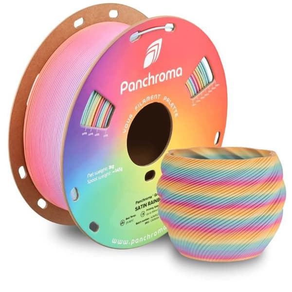 3D-utskriftsfilament - POLYMAKER - PolyTerra PLA - Satin Rainbow - Bioplast - 190-230°C