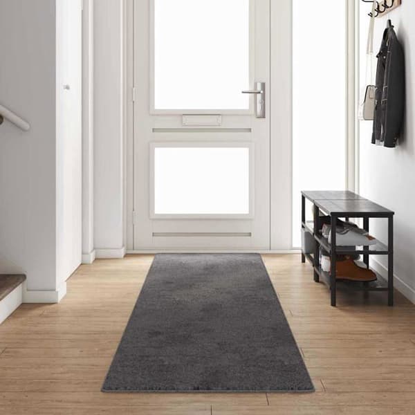 Rug för korridor halkskyddad - vidaXL - 80x400 cm - Grå - Polypropylen - Rektangulär - Halkskyddad