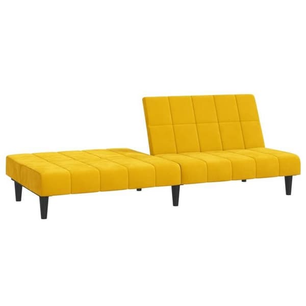 vidaXL Soffa-säng 2 platser gul sammet 375845