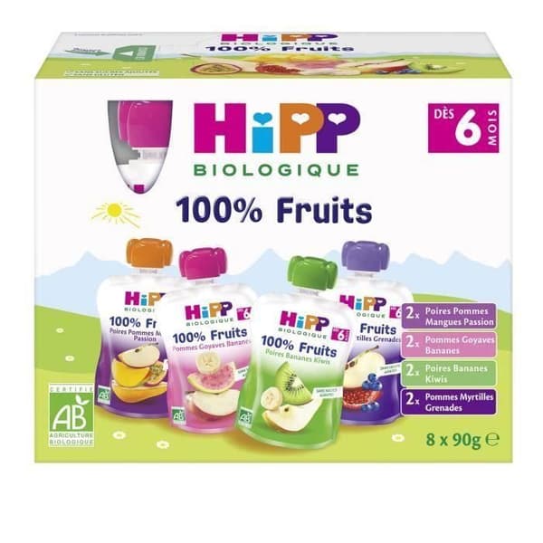 HIPP 4 pack kalebasser Multipack 4 sorter 6 månader 8x90g