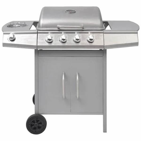 vidaXL Gasgrill 4 + 1 Cooking Zone Silver
