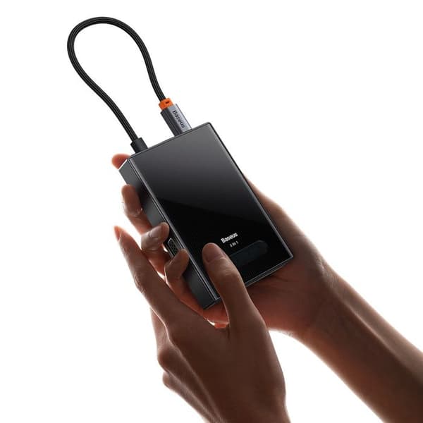 Adapterhub 8 i 1 HDMI DisplayPort VGA USB-A USB-C - grå