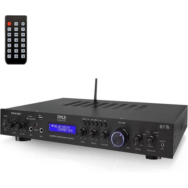 Pyle Bluetooth-förstärkare 5 kanaler för rackmontering - Trådlös Bluetooth-streaming - 200W - Svart