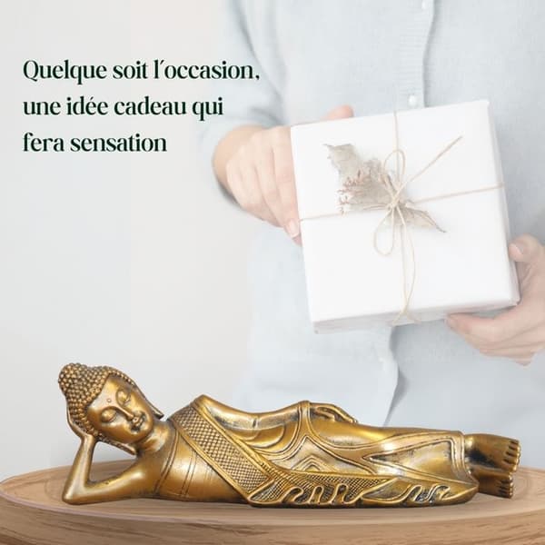 Sovande Buddha-statyn - Guld - 22 cm - Zen Dekoration - Presentidé för Välbefinnande