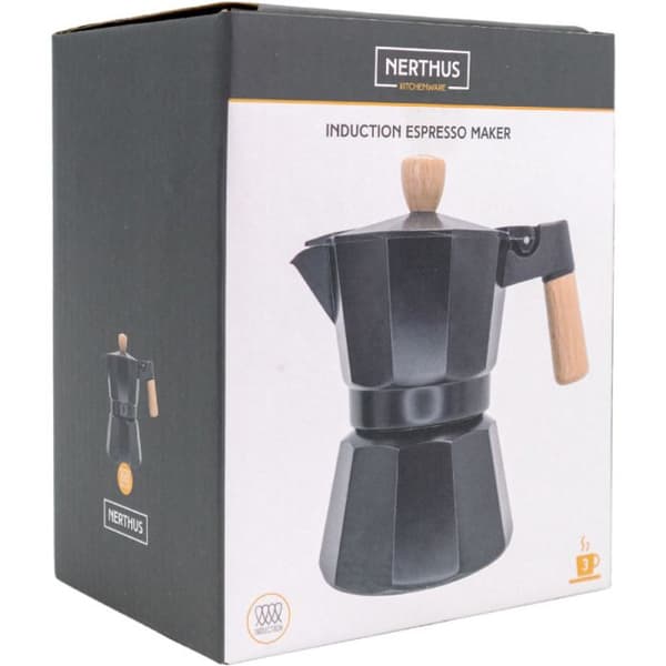 Induktionskaffekvarn - NERTHUS - 3 koppar - Rostfritt stål - Svart - Trä