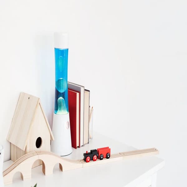 LAMPDA LAVA LAMP VIT BLÅ VÄTSKA H40CM
