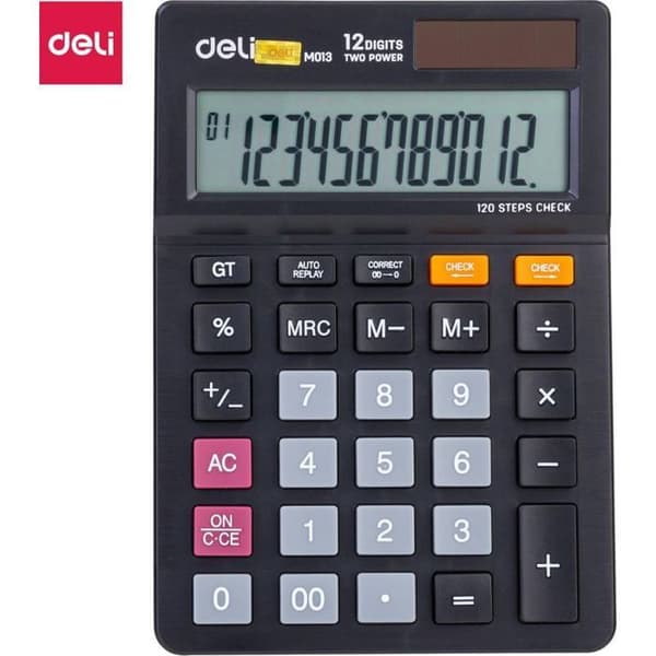 Räknare - DELI - M01320 - 12 siffror - Svart - Kontor