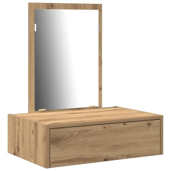 Väggmonterad sminkbord i ek 60x40x70 cm