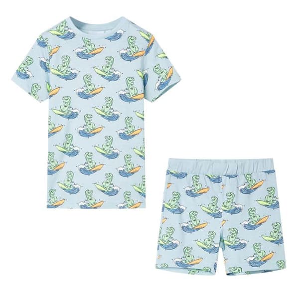 Ljusblå kortärmade pyjamas för barn 92/104/116/128/140
