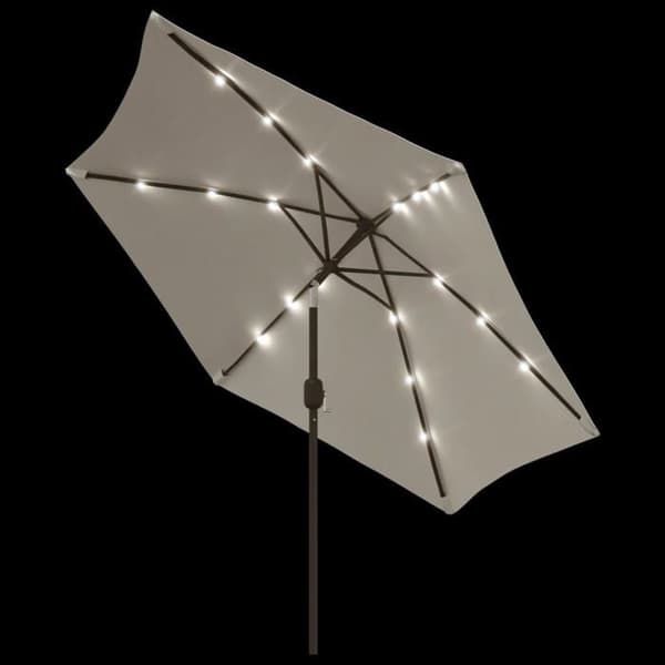 vidaXL Uteparasoll med LED 3 m vit sand 42204