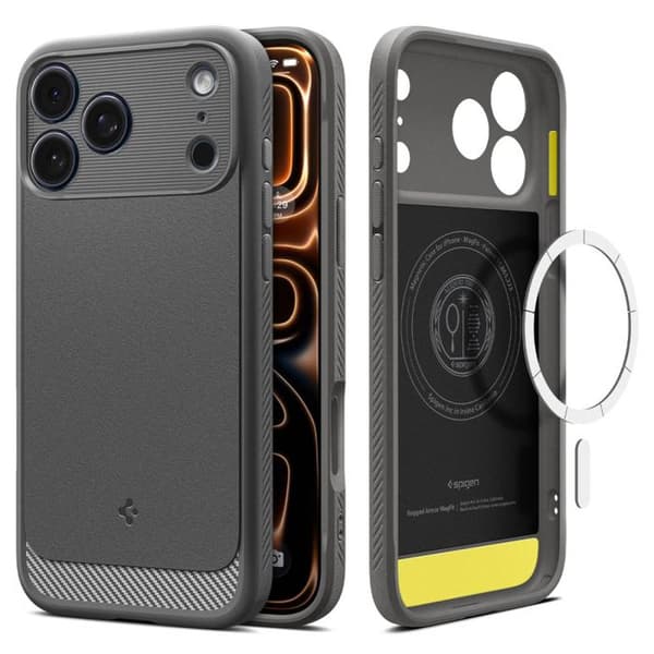 Fodral - SPIGEN - Rugged Armor MagSafe - iPhone 17 Pro - Mjuk TPU - Magnetisk MagFit-ring