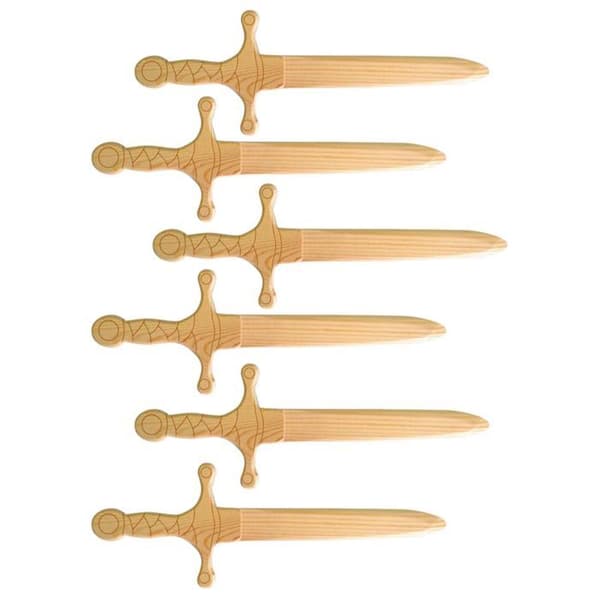6 piratdolkar i trä för att dekorera 25 cm
