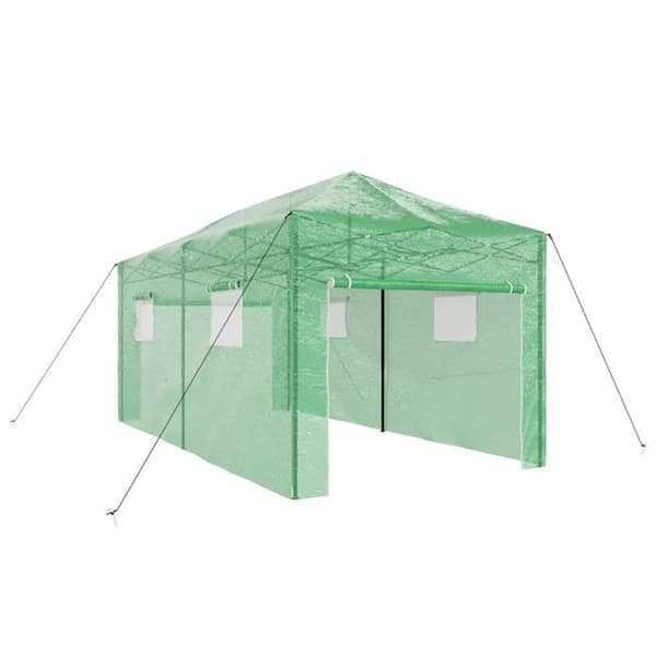 Fällbart växthus - vidaXL - 290x580x315 cm - Grön - Järnram - Polyetenskåpa - Fällbar