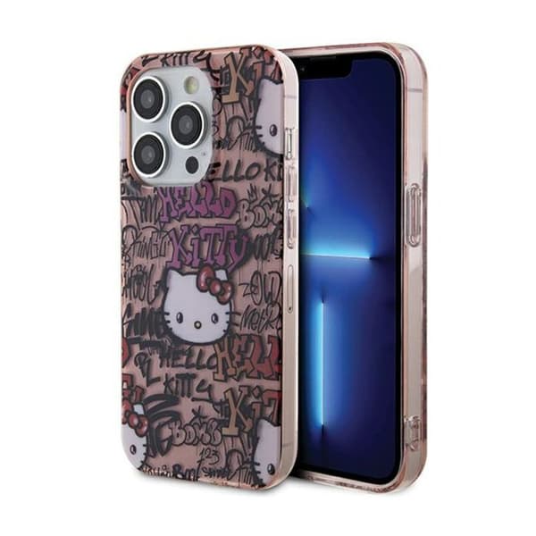 Telefonfodral - Hello Kitty - iPhone 13 Pro - Rosa - Graffiti - Hård