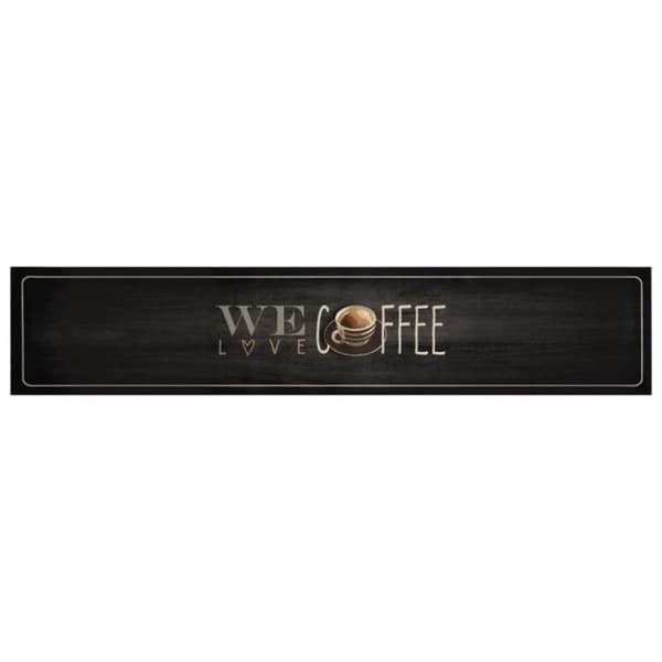 Tvättbart köksmatta text Kaffe 60x300 cm sammet