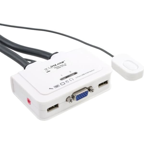 KVM-switch - InLine® - 2-vägs - VGA - USB - Inbyggd ljud