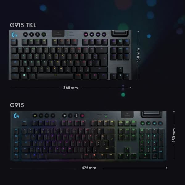 Logitech Tangentbord Logitech G915 Lightspeed TKL Wireless Gaming Tangentbord RGB Bluetooth Mechanical Touch