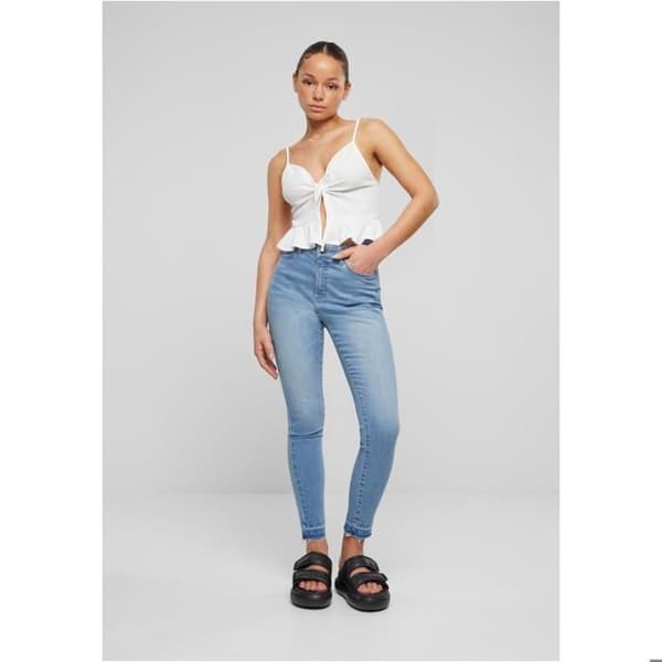 Urban Classics skinny jeans för kvinnor - ljusblå