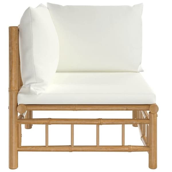 vidaXL Trädgårdshörnsoffa med kuddar Creme White Bamboo 362300