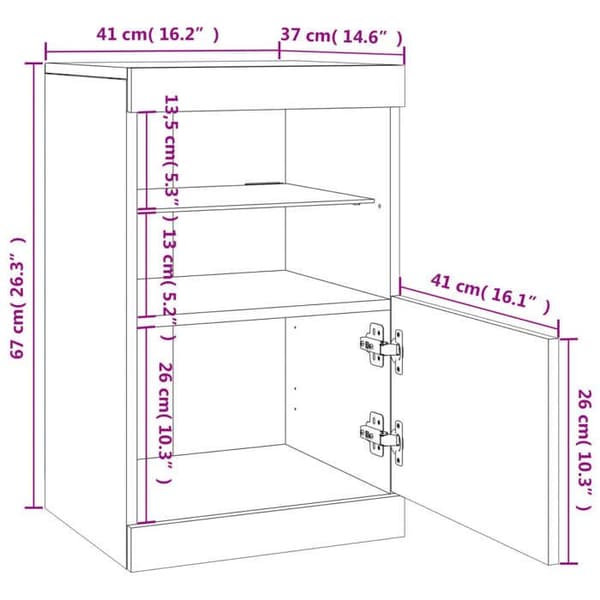 vidaXL Buffé med LED-lampor vit 41x37x67 cm 836679