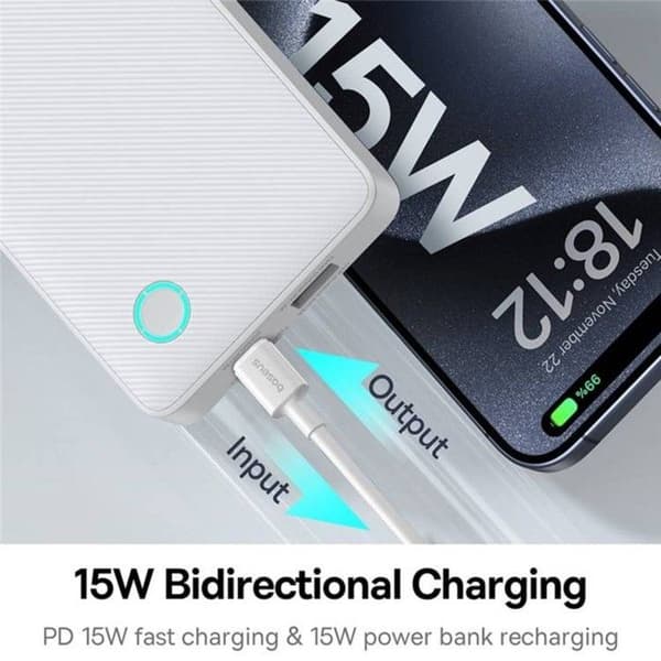 Extern batteri - BASEUS - Air Lite - 10000mAh - 15W - Vit