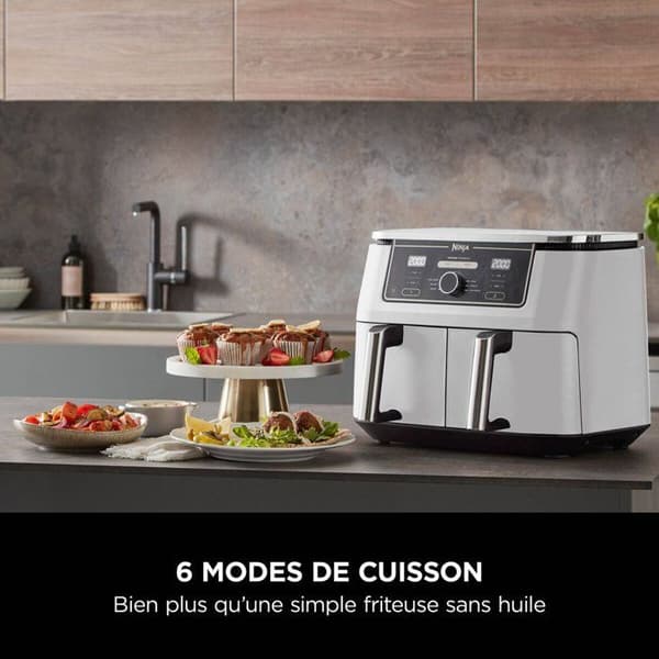 NINJA luftfritös - Foodi Max Dual Zone AF400EUWH - Kapacitet 9,5L - 6 program - 2470W - Vit