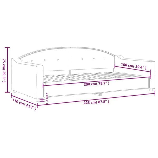 vidaXL Dagbädd grädde 100x200 cm tyg 354192