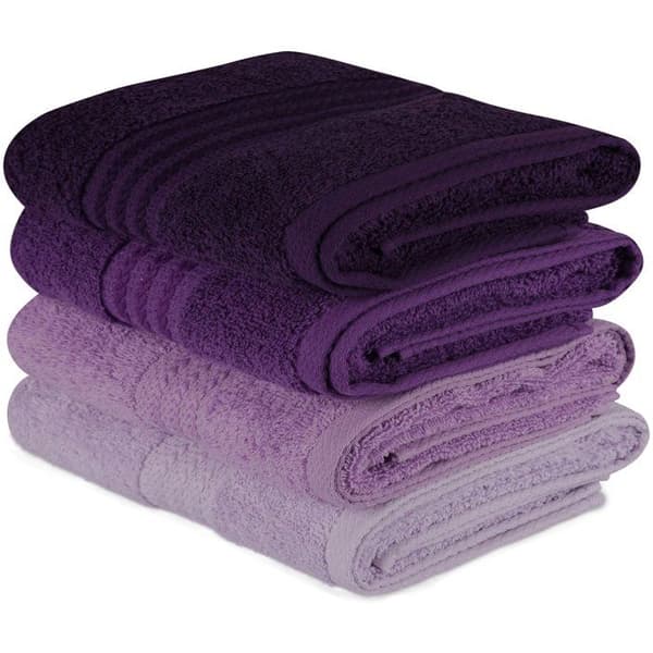 Set med 4 handdukar - 50 x 90 cm - Lila