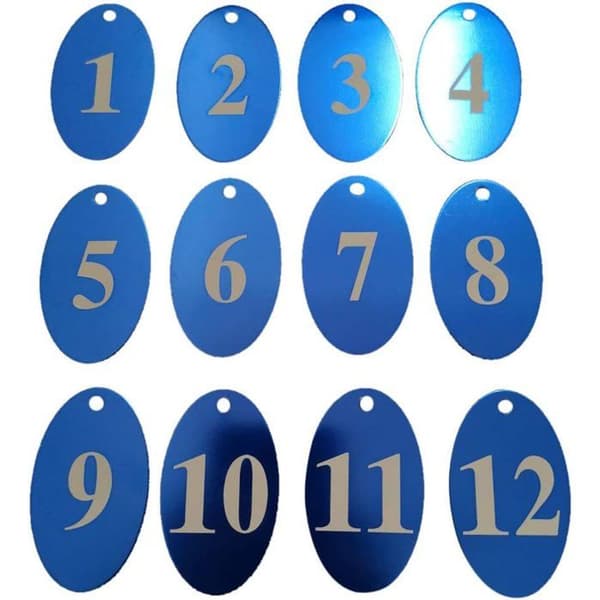 Numrerade jetonger - SOURCEMALL - Jetonger 1-100 - Aluminiumlegering - Blå - 5x3 cm