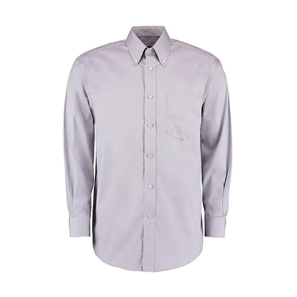 Kustom Kit Premium Oxford Klassisk Passform långärmad skjorta - silvergrå