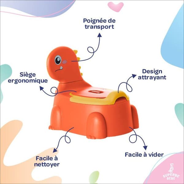 Toalettstol för baby - DINO - Orange | SUPERBE BEBE