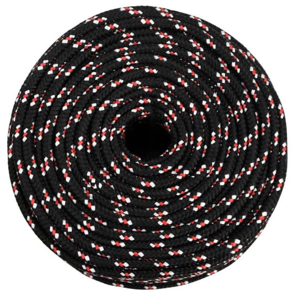 152349 vidaXL Båtrep Svart 10 mm 100 m Polypropen