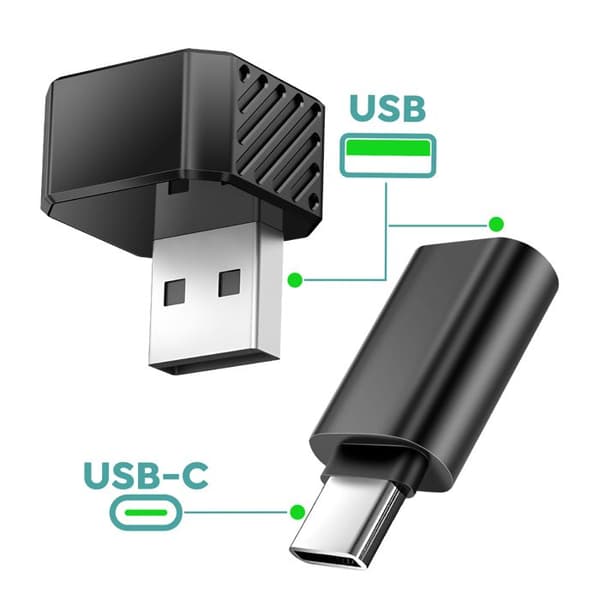 Mini Ottocast USB / USB-C-adapter för trådlös CarPlay och Android Auto Svart