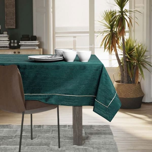 Vesta duk 120 x 120 cm - Fläckavvisande polyester mörkgrön melerad