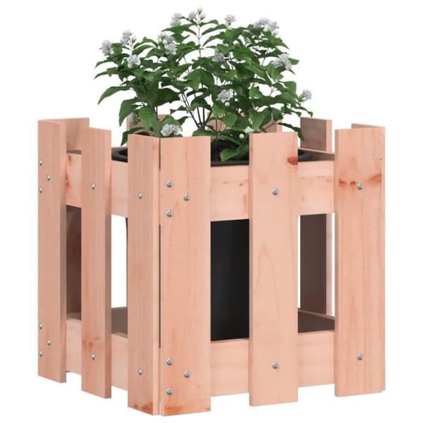 vidaXL Planteringskruka med staketdesign 30x30x30 cm Solid Douglas 832445
