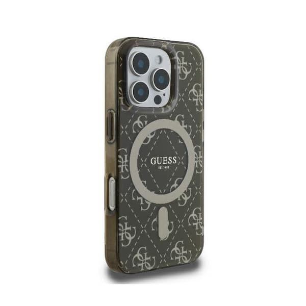 Coque Guess IML 4G Bakgrund MagSafe för iPhone 16 Pro - Brun