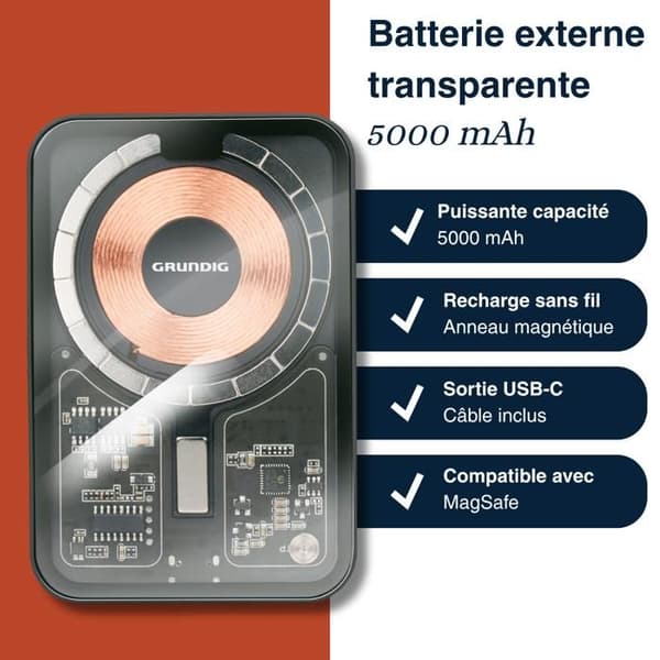 Extern batteri Grundig 5000mAh - 2x USB-A och USB-C