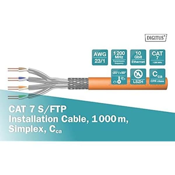Nätverkskabel - DIGITUS - Cat 7 - 1000 m - S-FTP - 10 Gbit/s