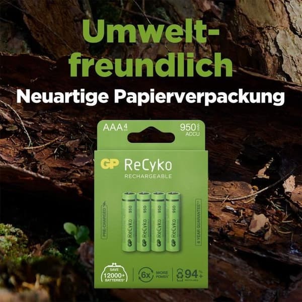 GP Batterier Recyko AAA 950mAh bl4