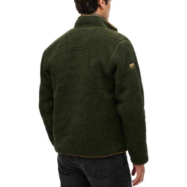 SuperDry Zipjacka Fleece Utomhus - Olivegrön Överskott