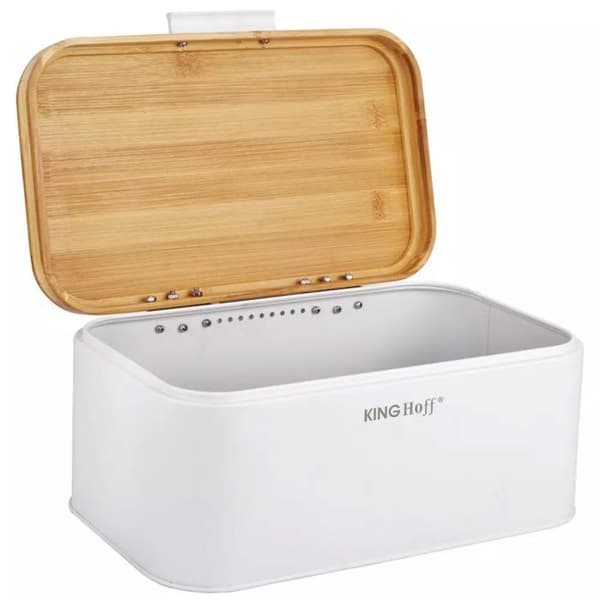 Brödkorg - KINGHOFF - KH-1795 - Rostfritt stål - Lock i bambu - Elegant design