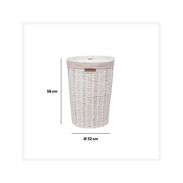 Rund tvättkorg 40L "Vannerie" vit - 5 five simply smart