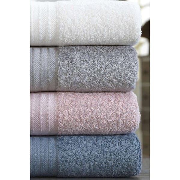 Set med 4 handdukar - 50 x 85 cm - Vit, Grå, Rosa, Blå