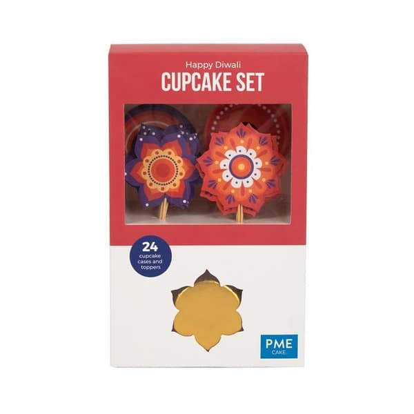Fodral - Sme pappersform - CUT32 - Cupcake set - Happy Diwali, set om 24