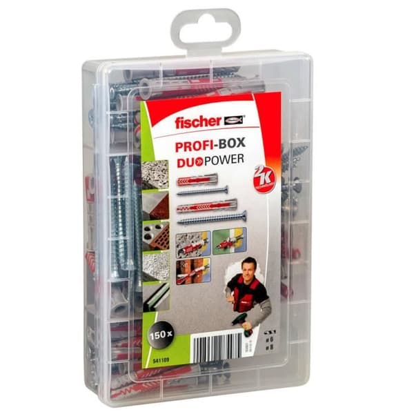 Fischer Dowel set med skruvar PROFI-BOX DUOPOWER 150 st